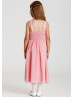 Pink Chiffon Beaded Tea Length Flower Girl Dress